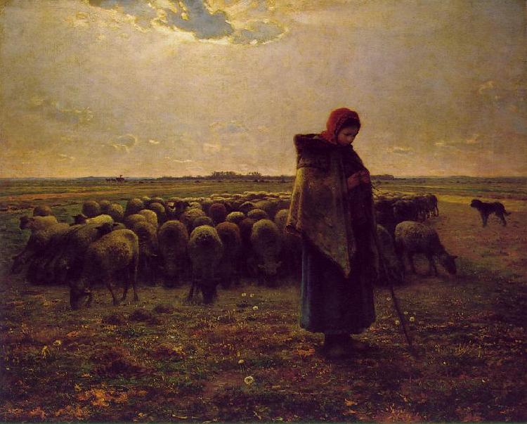 Jean-Franc Millet Shepherdess with her flock oil painting picture